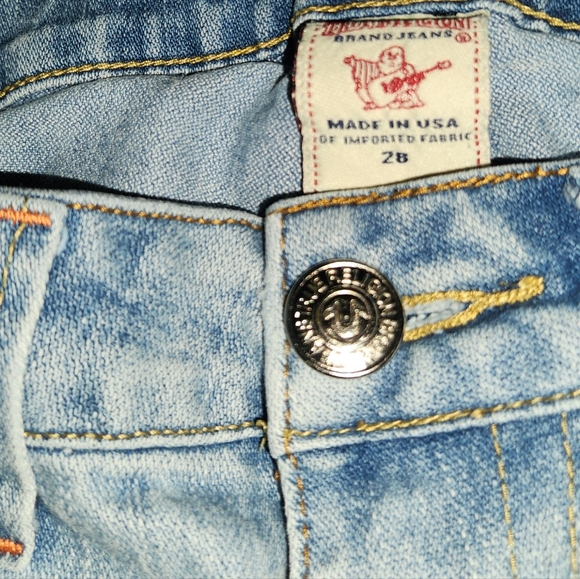 VINTAGE TRUE RELIGION JOEY WHITE STITCH SIZE 28 X 32 LIGHT WASH OLDER NICE - Picture 9 of 12